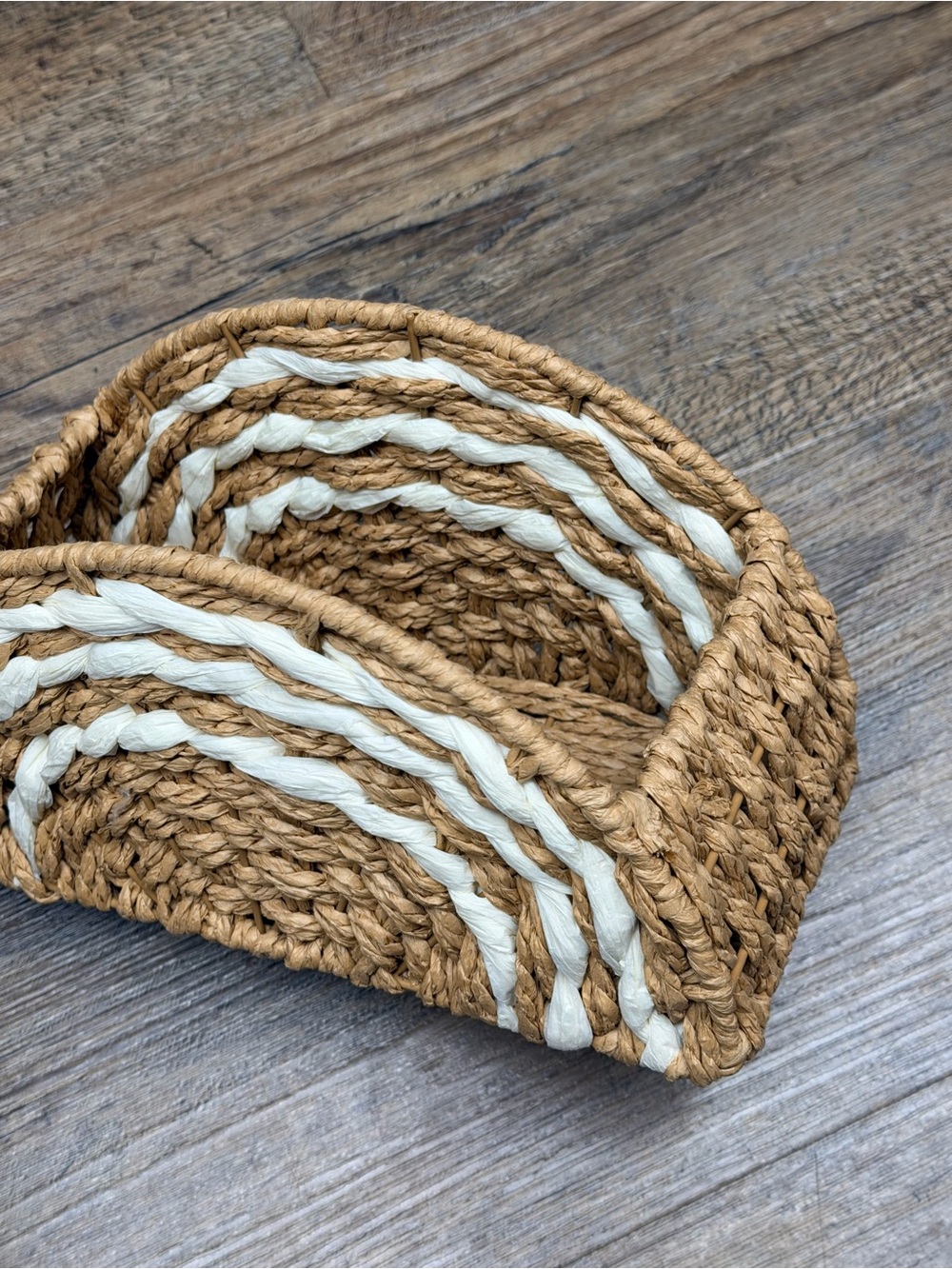 Woven rattan and White rainbow Storage Basket - Home Accents